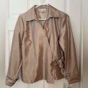 Satin Wrap Blouse in Champagne by JM Collection size 8 beautiful